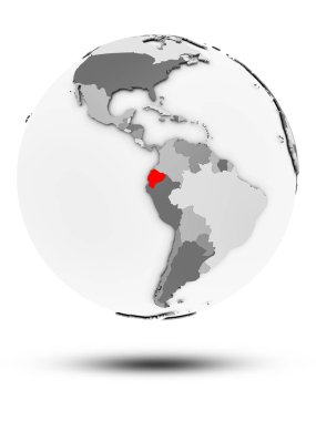 Ekvador basit Gri Globe izole beyaz zemin üzerine gölge ile. 3D çizim.