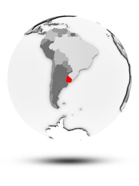 Uruguay basit Gri Globe izole beyaz zemin üzerine gölge ile. 3D çizim.