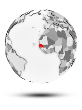 Senegal basit Gri Globe izole beyaz zemin üzerine gölge ile. 3D çizim.