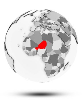 Beyaz arka plan üzerinde izole gölge ile basit gri küre Nijer. 3D çizim.