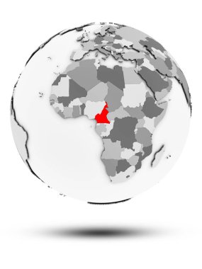 Kamerun beyaz arka plan üzerinde izole gölge ile basit gri küre hakkında. 3D çizim.