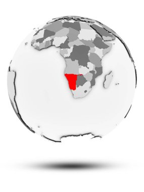 Namibya basit Gri Globe izole beyaz zemin üzerine gölge ile. 3D çizim.