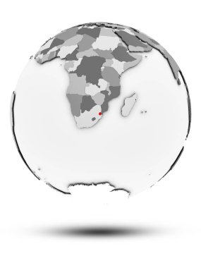 Svaziland basit Gri Globe izole beyaz zemin üzerine gölge ile. 3D çizim.