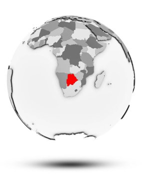 Botsvana basit Gri Globe izole beyaz zemin üzerine gölge ile. 3D çizim.