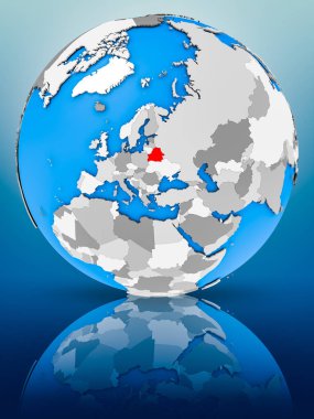 Beyaz Rusya dünya yüzeyinde yansıtan üzerinde. 3D çizim.