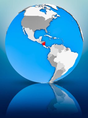 Nikaragua yüzeyinde yansıtan dünya üzerinde. 3D çizim.