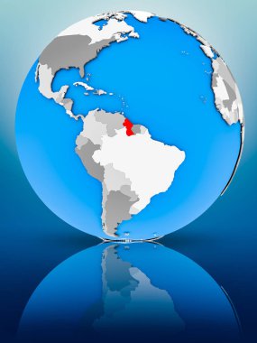 Guyana yüzeyinde yansıtan dünya üzerinde. 3D çizim.