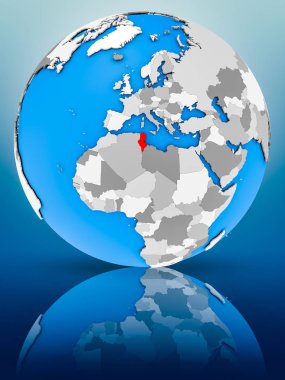 Tunus dünya yüzeyinde yansıtan üzerinde. 3D çizim.