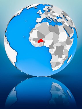 Burkina Faso yüzeyinde yansıtan dünya üzerinde. 3D çizim.
