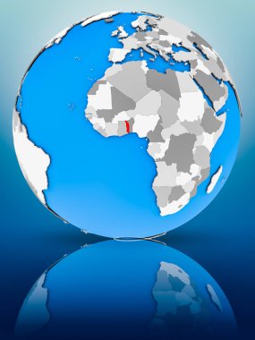 Togo yüzeyi yansıtan dünya üzerinde. 3D çizim.