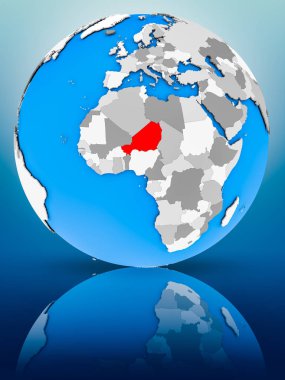 Dünya yüzeyinde yansıtan Nijer. 3D çizim.