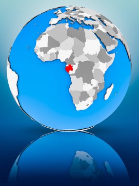 Gabon dünya yüzeyinde yansıtan üzerinde. 3D çizim.