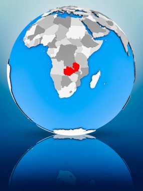 Zambiya yüzeyinde yansıtan dünya üzerinde. 3D çizim.