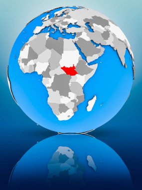 Güney Sudan yüzeyinde yansıtan dünya üzerinde. 3D çizim.