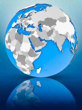 Katar yüzeyinde yansıtan dünya üzerinde. 3D çizim.