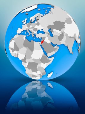 Jordan yüzeyinde yansıtan dünya üzerinde. 3D çizim.