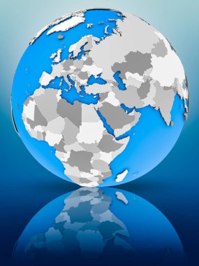 Lübnan yüzeyinde yansıtan dünya üzerinde. 3D çizim.