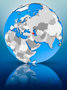 Azerbaycan yüzeyinde yansıtan dünya üzerinde. 3D çizim.