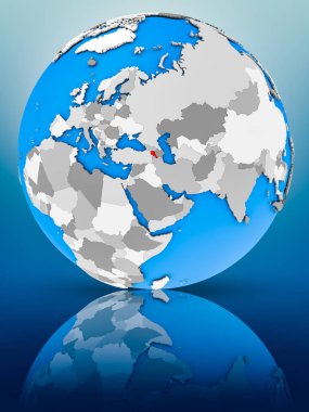 Ermenistan yüzeyinde yansıtan dünya üzerinde. 3D çizim.