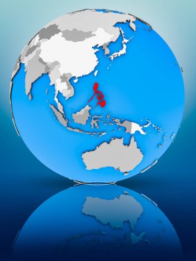 Türkiye Dünya yüzeyinde yansıtan üzerinde. 3D çizim.