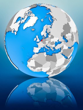 Hollanda Dünya yüzeyinde yansıtan üzerinde. 3D çizim.