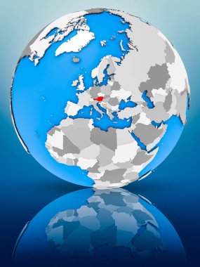 Avusturya yüzeyinde yansıtan dünya üzerinde. 3D çizim.