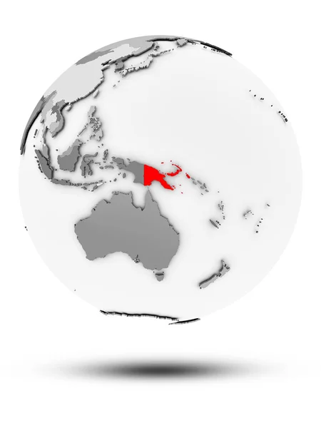 Παπούα Νέα Γουινέα Απλό Γκρι Υδρόγειο Σκιά Που Απομονώνονται Λευκό — Φωτογραφία Αρχείου