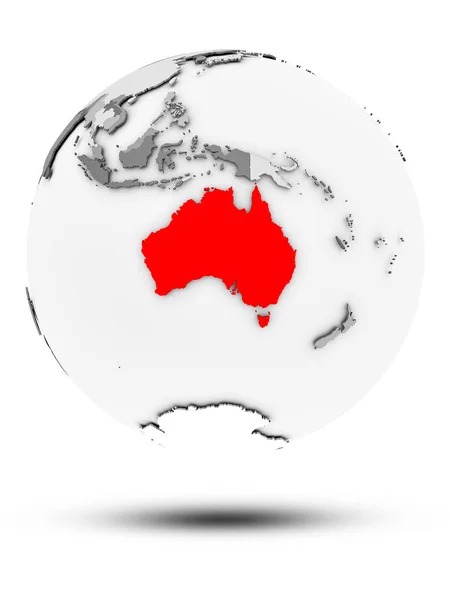 Australia Simple Gray Globe Shadow Isolated White Background Illustration — Stock Photo, Image