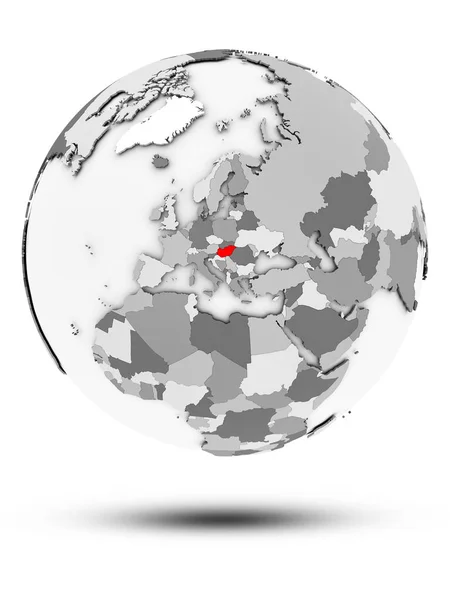 Magyarország Egyszerű Szürke Világ Elszigetelt Fehér Background Árnyéka Illusztráció — Stock Fotó