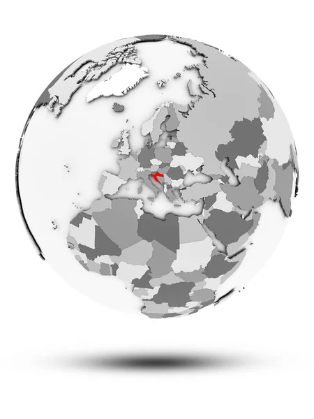 Croatie Sur Simple Globe Gris Avec Ombre Isolée Sur Fond — Photo