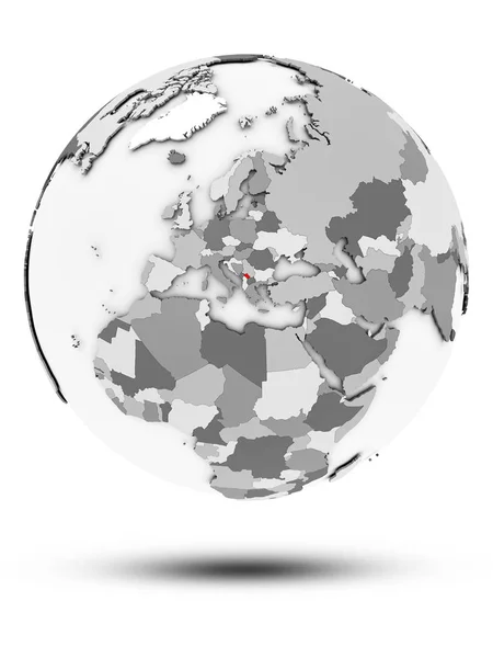 白い背景で隔離の影と単純な灰色の地球アイコンのコソボ イラストレーション — ストック写真