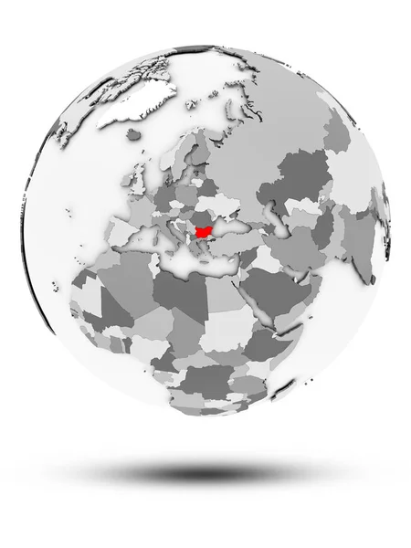 Bulgarien Auf Schlichtem Grauen Globus Mit Schatten Auf Weißem Hintergrund — Stockfoto