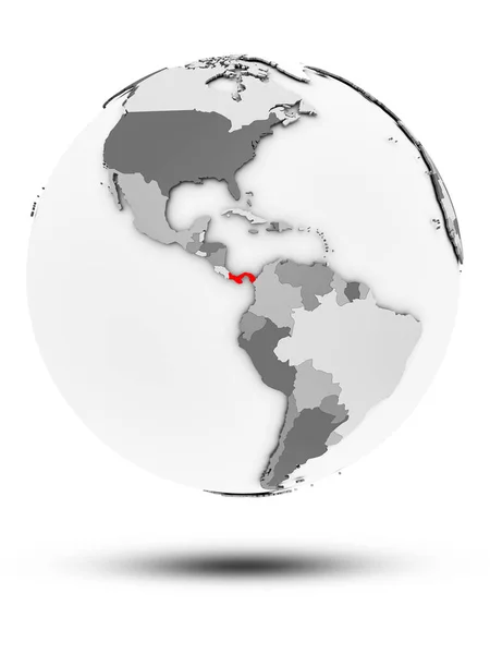 Panama on simple gray globe with shadow isolated on white background. 3D illustration.