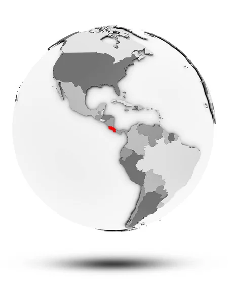 Costa Rica on simple gray globe with shadow isolated on white background. 3D illustration.