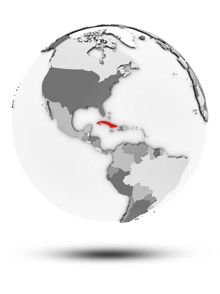 Cuba Simple Gray Globe Shadow Isolated White Background Illustration — Stock Photo, Image