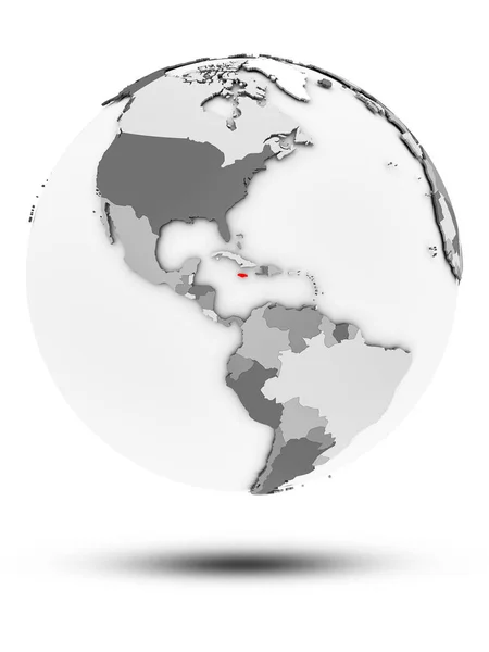 Ямайка Простий Сірий Земної Кулі Тінню Ізольовані Білому Тлі Ілюстрація — стокове фото