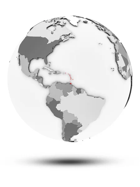 Карибського Басейну Простий Сірий Земної Кулі Тінню Ізольовані Білому Тлі — стокове фото