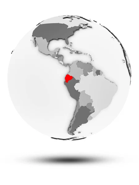 Ekvádor Jednoduchý Šedý Glóbus Stínem Izolovaných Bílém Pozadí Obrázek — Stock fotografie