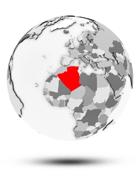 Алжир Простом Сером Глобусе Тенью Белом Фоне Иллюстрация — стоковое фото