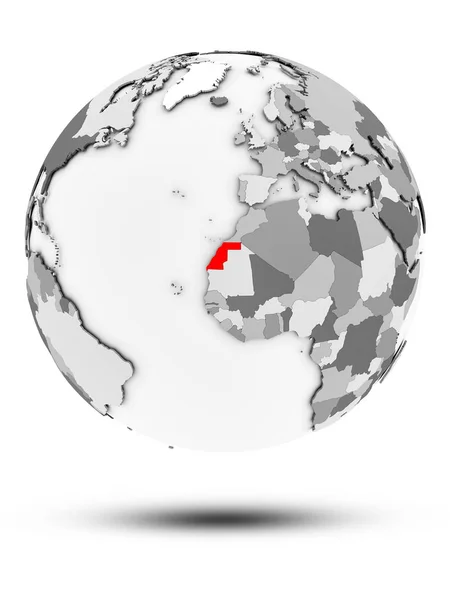 Western Sahara Simple Gray Globe Shadow Isolated White Background Illustration — Stock Photo, Image