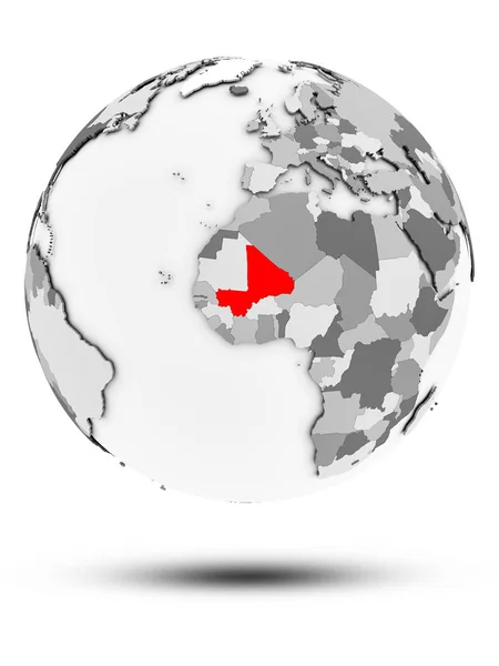 Мали Простом Сером Земном Шаре Тенью Изолированы Белом Фоне Иллюстрация — стоковое фото