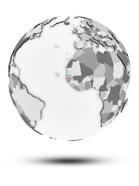 Gambia Simple Gray Globe Shadow Isolated White Background Illustration — Stock Photo, Image