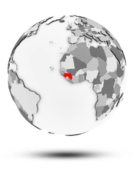 Guinea Jednoduchý Šedý Glóbus Stínem Izolovaných Bílém Pozadí Obrázek — Stock fotografie