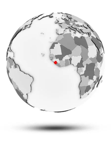 Сьєрра Леоне Простий Сірий Земної Кулі Тінню Ізольовані Білому Тлі — стокове фото