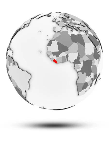 Libéria Simples Globo Cinzento Com Sombra Isolada Fundo Branco Ilustração — Fotografia de Stock