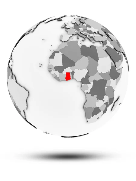 Ghana Simple Gray Globe Shadow Isolated White Background Illustration — Stock Photo, Image