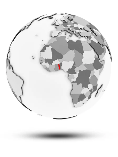 Togo Простий Сірий Земної Кулі Тінню Ізольовані Білому Тлі Ілюстрація — стокове фото