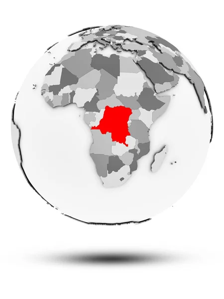 コンゴ民主共和国の影が白い背景で隔離の単純な灰色の地球アイコンに イラストレーション — ストック写真