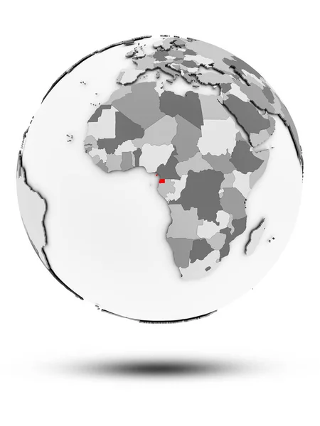 Rovníková Guinea Jednoduchý Šedý Glóbus Stínem Izolovaných Bílém Pozadí Obrázek — Stock fotografie