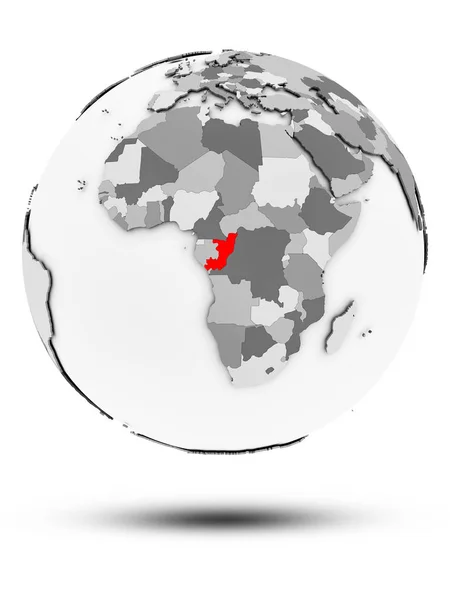 Congo Sur Simple Globe Gris Avec Ombre Isolée Sur Fond — Photo